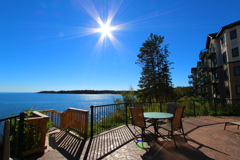 Patio view at Superior Shores Resort.