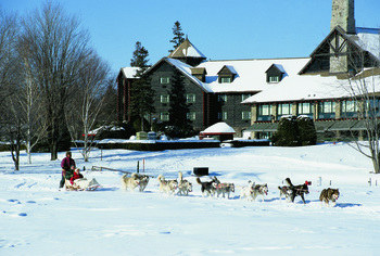 Dog sledding at Fairmont Le Chateau Montebello.