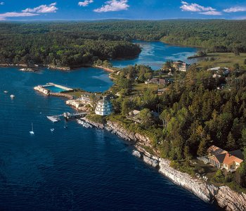 Aerial view of Sebasco Harbor Resort.
