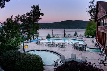 Outdoor pool at The Lodges at Cresthaven on Lake George.