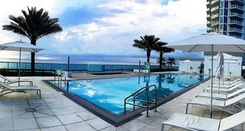 Outdoor pool at Churchill Suites.