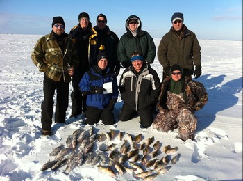Ice fishing at McQuoid's Inn & Event Center.